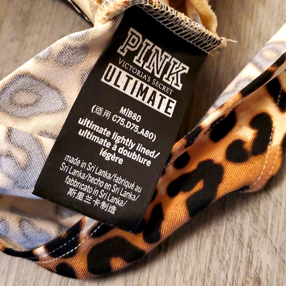 Pink Victoria's Secret Leopard Padded Ultimate Sports Bra NWOT - Picture 4 of 5